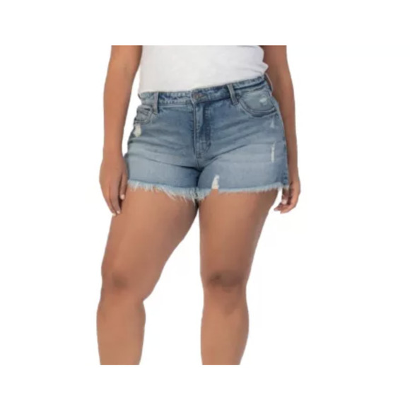 KUT from the Kloth Jane High Rise Fray Jean Shorts NWT 24W - Picture 1 of 5